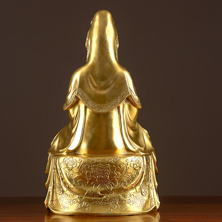 Buddha Stones Kwan Yin Avalokitesvara Wohlstand Messing Kupfer Statue Heimtischdekoration