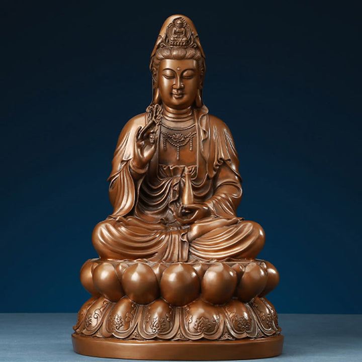 Buddha Stones Kwan Yin Avalokitesvara Lotus Wohlstand Kupferstatue Haus Schreibtisch Dekoration