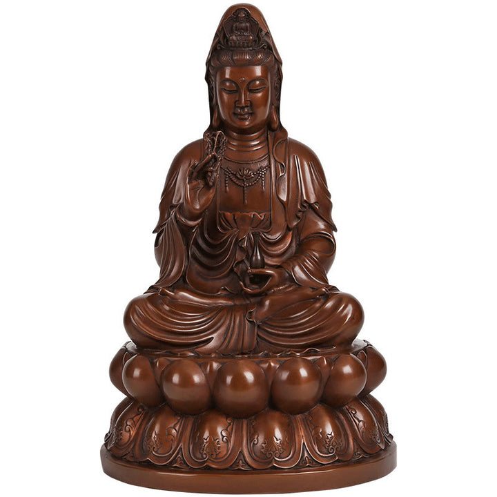 Buddha Stones Kwan Yin Avalokitesvara Lotus Wohlstand Kupferstatue Haus Schreibtisch Dekoration