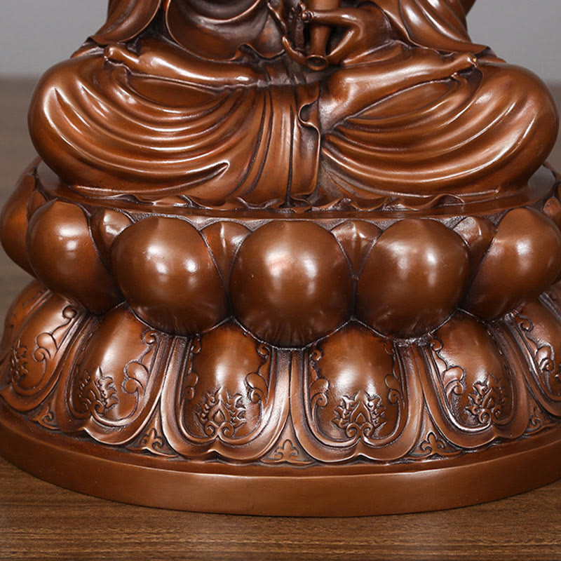 Buddha Stones Kwan Yin Avalokitesvara Lotus Wohlstand Kupferstatue Haus Schreibtisch Dekoration