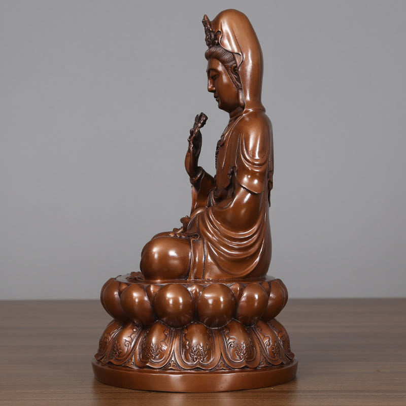 Buddha Stones Kwan Yin Avalokitesvara Lotus Wohlstand Kupferstatue Haus Schreibtisch Dekoration