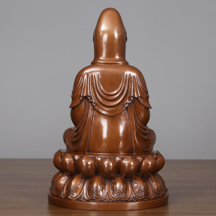 Buddha Stones Kwan Yin Avalokitesvara Lotus Wohlstand Kupferstatue Haus Schreibtisch Dekoration