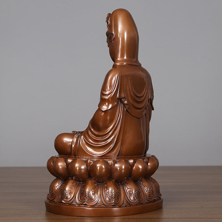 Buddha Stones Kwan Yin Avalokitesvara Lotus Wohlstand Kupferstatue Haus Schreibtisch Dekoration