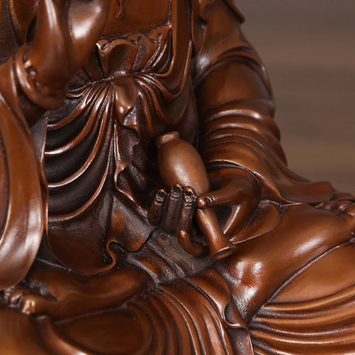 Buddha Stones Kwan Yin Avalokitesvara Lotus Wohlstand Kupferstatue Haus Schreibtisch Dekoration - image 11