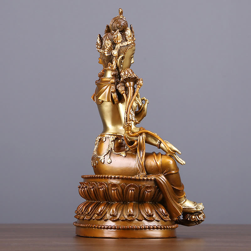 Buddha Stones Bodhisattva Green Tara Figur als Schutzfigur aus Messing und Kupfer für Heimdekoration