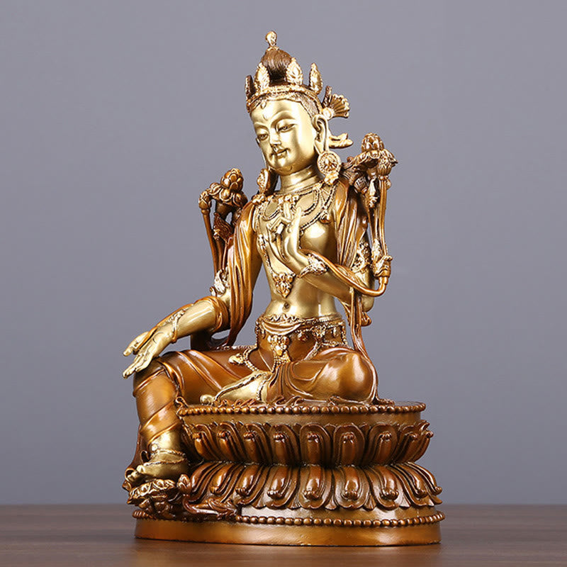 Buddha Stones Bodhisattva Green Tara Figur als Schutzfigur aus Messing und Kupfer für Heimdekoration