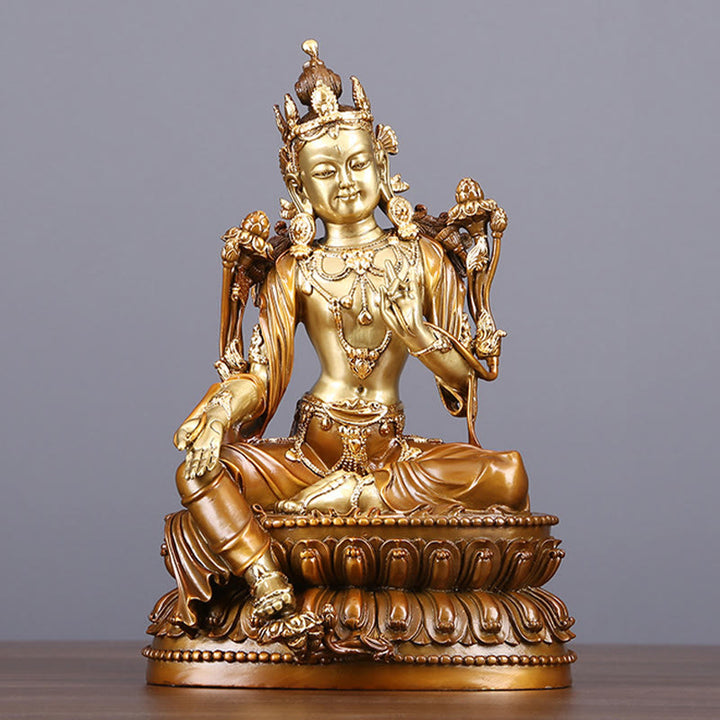 Buddha Stones Bodhisattva Green Tara Figur als Schutzfigur aus Messing und Kupfer für Heimdekoration