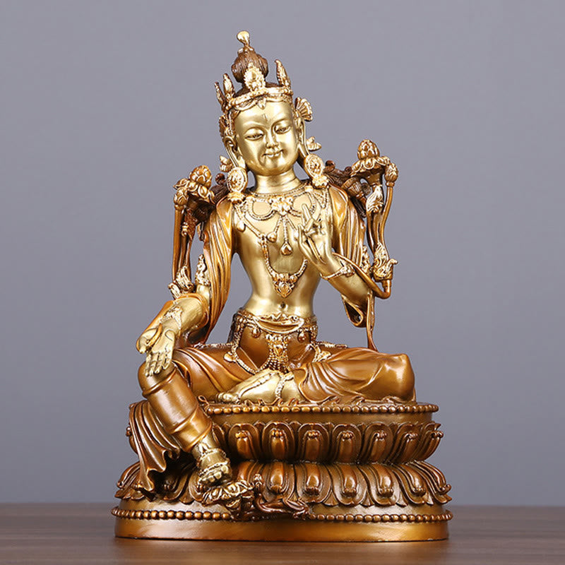 Buddha Stones Bodhisattva Green Tara Figur als Schutzfigur aus Messing und Kupfer für Heimdekoration - Bodhisattva Grüne Tara 27*24,5*24,5 cm - image 0