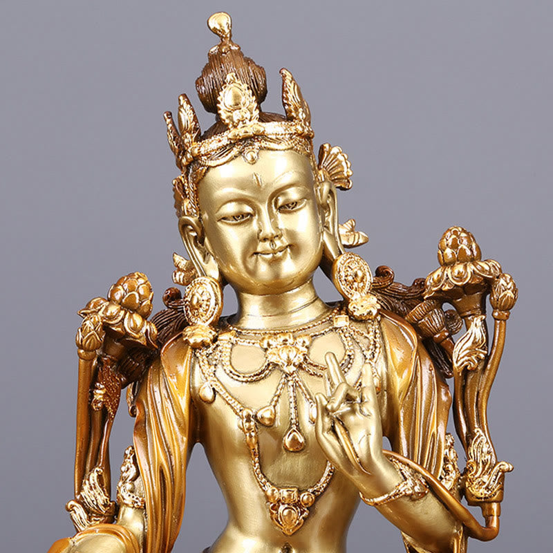 Buddha Stones Bodhisattva Green Tara Figur als Schutzfigur aus Messing und Kupfer für Heimdekoration