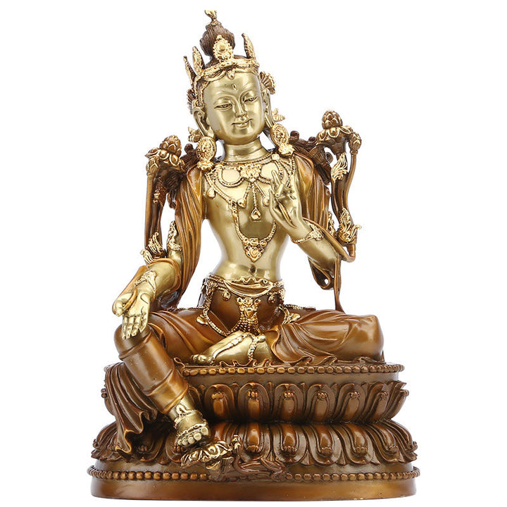 Buddha Stones Bodhisattva Green Tara Figur als Schutzfigur aus Messing und Kupfer für Heimdekoration