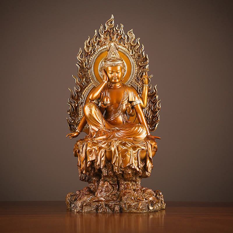 Buddha Stones Kwan Yin Avalokitesvara Erfolgs-Statue aus Messing und Kupfer für Haus, Schreibtisch und Altar Dekoration - Avalokitesvara 24*19*51cm - image 0
