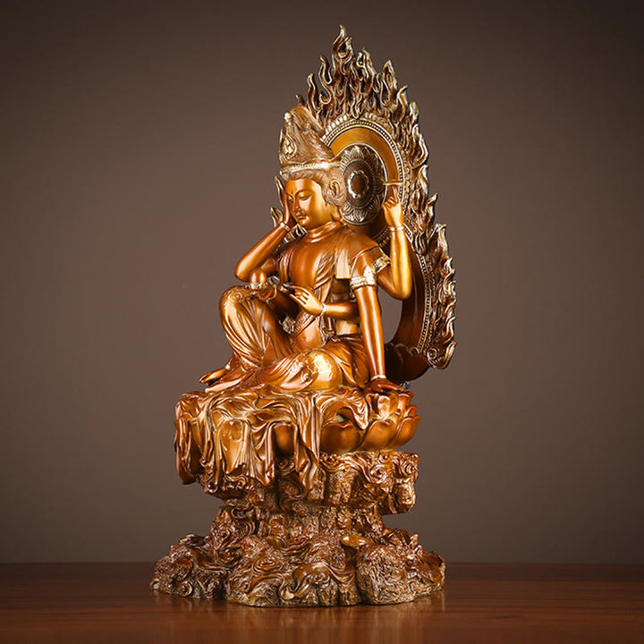 Buddha Stones Kwan Yin Avalokitesvara Erfolgs-Statue aus Messing und Kupfer für Haus, Schreibtisch und Altar Dekoration