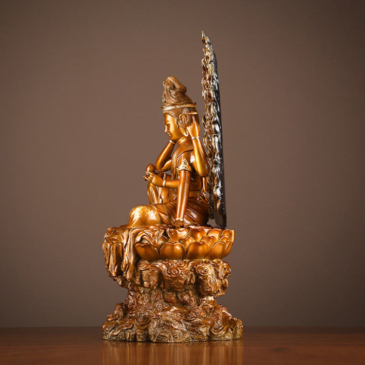 Buddha Stones Kwan Yin Avalokitesvara Erfolgs-Statue aus Messing und Kupfer für Haus, Schreibtisch und Altar Dekoration