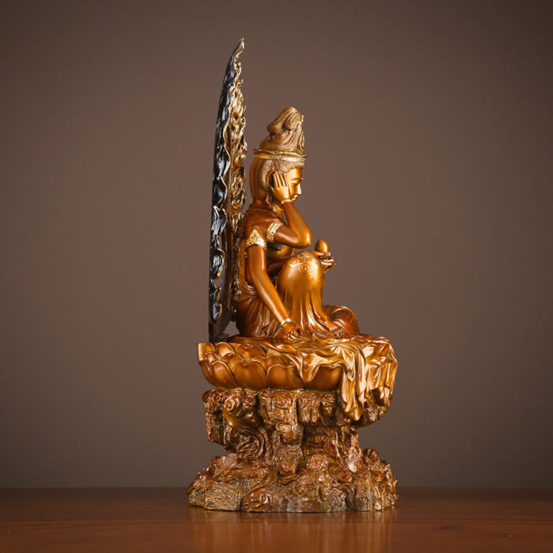 Buddha Stones Kwan Yin Avalokitesvara Erfolgs-Statue aus Messing und Kupfer für Haus, Schreibtisch und Altar Dekoration