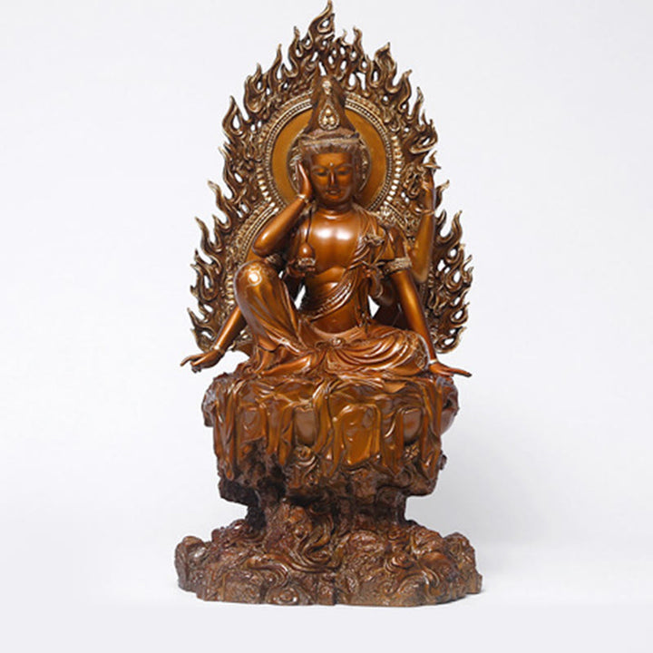 Buddha Stones Kwan Yin Avalokitesvara Erfolgs-Statue aus Messing und Kupfer für Haus, Schreibtisch und Altar Dekoration