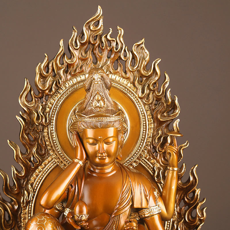 Buddha Stones Kwan Yin Avalokitesvara Erfolgs-Statue aus Messing und Kupfer für Haus, Schreibtisch und Altar Dekoration