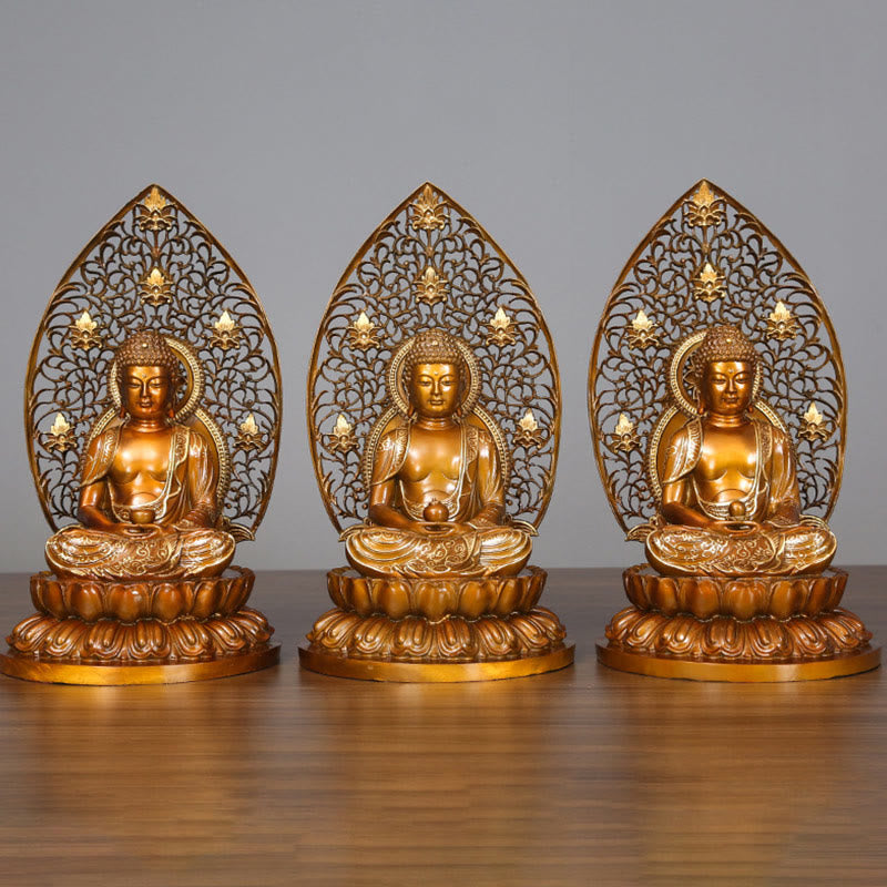 Buddha Stones Sakyamuni Amitabha Medizin Buddha Figur Ruhe Kupferstatue Heim Offerierung Dekoration - image 0