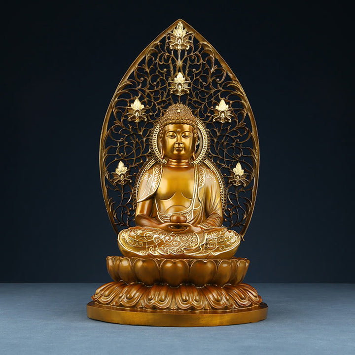 Buddha Stones Sakyamuni Amitabha Medizin Buddha Figur Ruhe Kupferstatue Heim Offerierung Dekoration