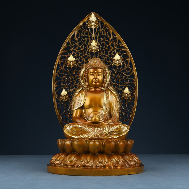 Buddha Stones Sakyamuni Amitabha Medizin Buddha Figur Ruhe Kupferstatue Heim Offerierung Dekoration