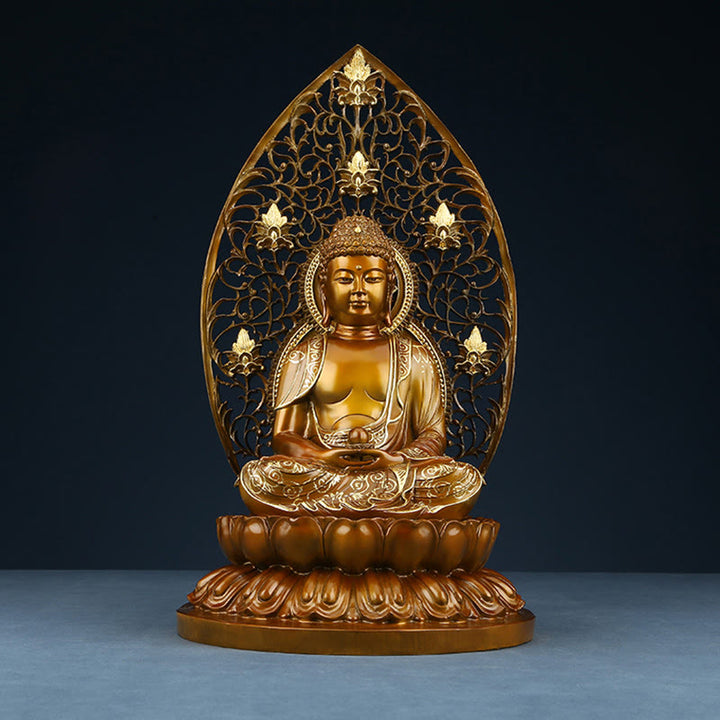 Buddha Stones Sakyamuni Amitabha Medizin Buddha Figur Ruhe Kupferstatue Heim Offerierung Dekoration