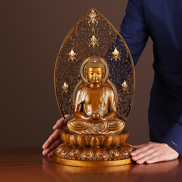 Buddha Stones Sakyamuni Amitabha Medizin Buddha Figur Ruhe Kupferstatue Heim Offerierung Dekoration