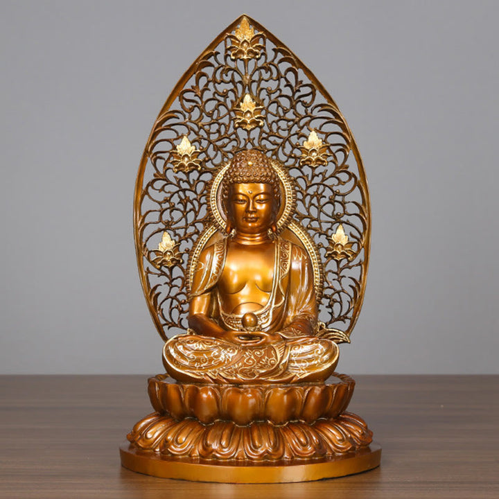 Buddha Stones Sakyamuni Amitabha Medizin Buddha Figur Ruhe Kupferstatue Heim Offerierung Dekoration