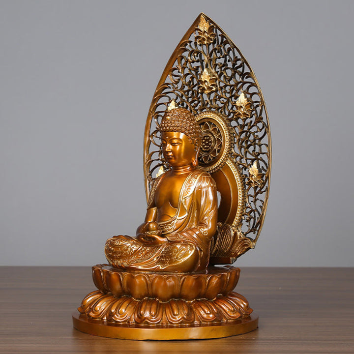 Buddha Stones Sakyamuni Amitabha Medizin Buddha Figur Ruhe Kupferstatue Heim Offerierung Dekoration