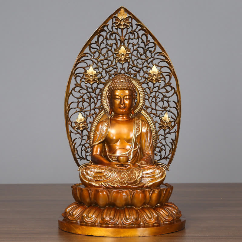 Buddha Stones Sakyamuni Amitabha Medizin Buddha Figur Ruhe Kupferstatue Heim Offerierung Dekoration