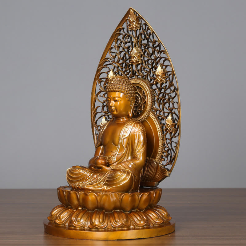 Buddha Stones Sakyamuni Amitabha Medizin Buddha Figur Ruhe Kupferstatue Heim Offerierung Dekoration