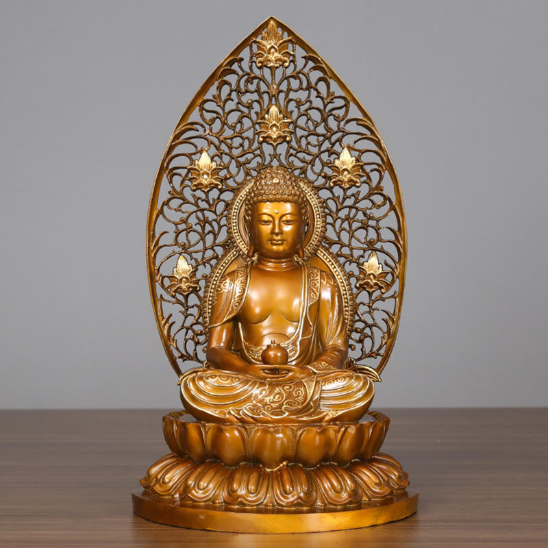 Buddha Stones Sakyamuni Amitabha Medizin Buddha Figur Ruhe Kupferstatue Heim Offerierung Dekoration