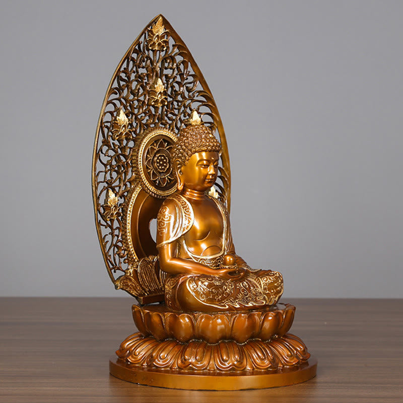 Buddha Stones Sakyamuni Amitabha Medizin Buddha Figur Ruhe Kupferstatue Heim Offerierung Dekoration