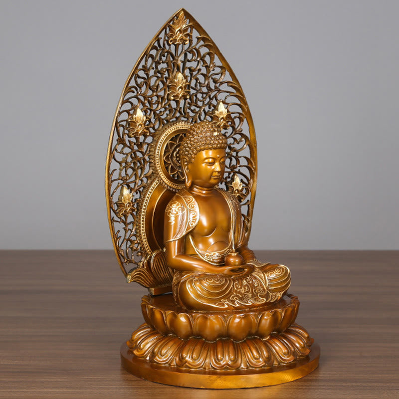 Buddha Stones Sakyamuni Amitabha Medizin Buddha Figur Ruhe Kupferstatue Heim Offerierung Dekoration