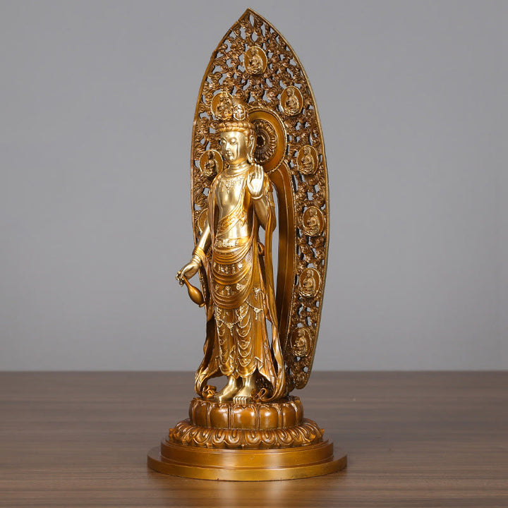 Buddha Stones Kwan Yin Avalokitesvara Aura Harmony Messing Kupfer Statue Home Desk Dekoration