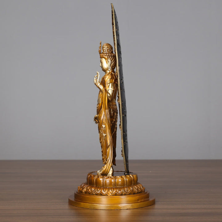 Buddha Stones Kwan Yin Avalokitesvara Aura Harmony Messing Kupfer Statue Home Desk Dekoration - image 4