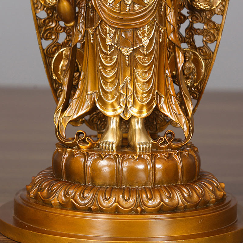 Buddha Stones Kwan Yin Avalokitesvara Aura Harmony Messing Kupfer Statue Home Desk Dekoration - image 9