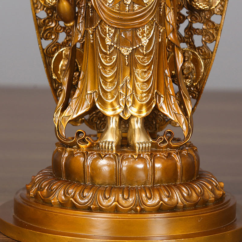 Buddha Stones Kwan Yin Avalokitesvara Aura Harmony Messing Kupfer Statue Home Desk Dekoration