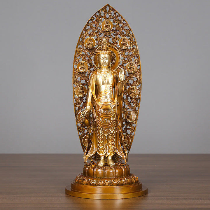 Buddha Stones Kwan Yin Avalokitesvara Aura Harmony Messing Kupfer Statue Home Desk Dekoration