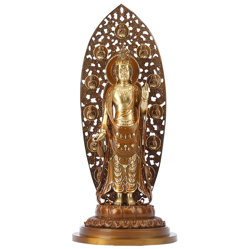 Buddha Stones Kwan Yin Avalokitesvara Aura Harmony Messing Kupfer Statue Home Desk Dekoration - image 10
