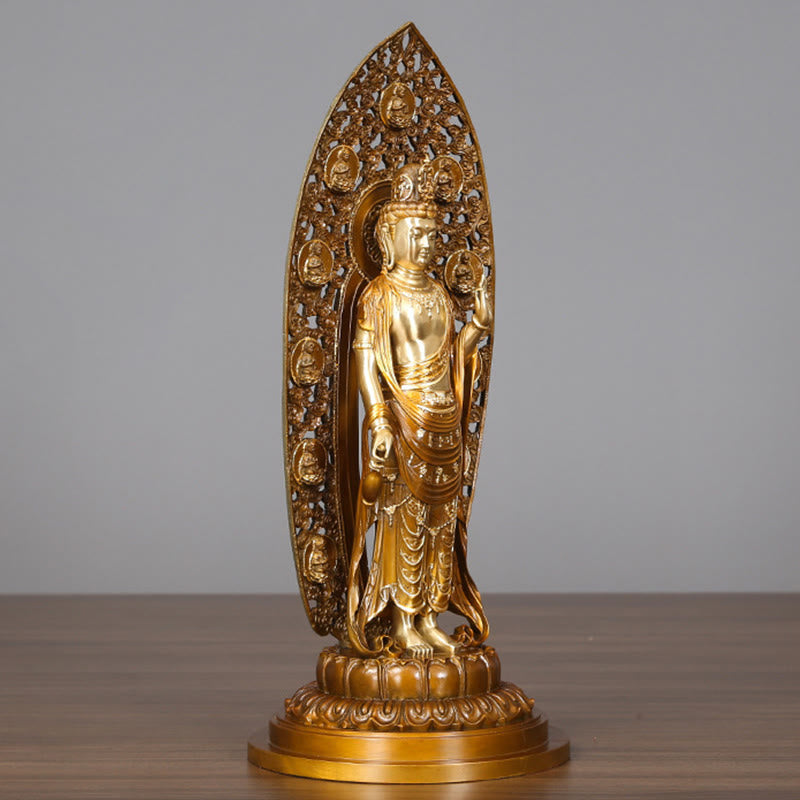 Buddha Stones Kwan Yin Avalokitesvara Aura Harmony Messing Kupfer Statue Home Desk Dekoration