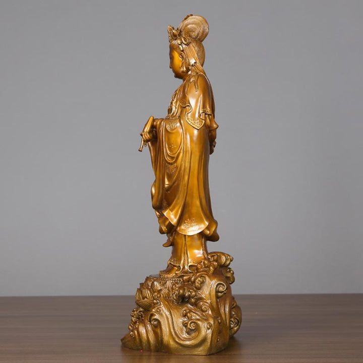 Buddha Stones Kwan Yin Avalokitesvara mit einer Vase Halten Messing Harmonie Kupfer Statue Heimdekoration - image 6