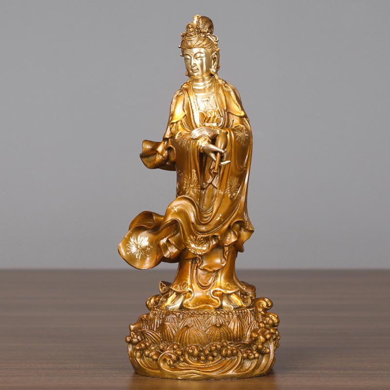 Buddha Stones Kwan Yin Avalokitesvara mit einer Vase Halten Messing Harmonie Kupfer Statue Heimdekoration - image 11
