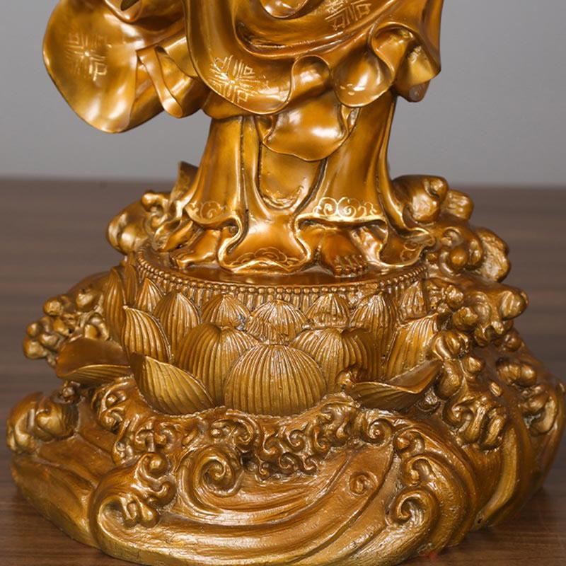 Buddha Stones Kwan Yin Avalokitesvara mit einer Vase Halten Messing Harmonie Kupfer Statue Heimdekoration