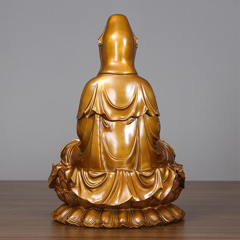 Buddha Stones Kwan Yin Avalokitesvara Lotus Sitzende Harmonie Messing Kupfer Statue Haus Altar Dekoration