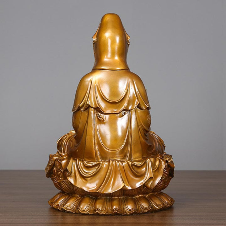 Buddha Stones Kwan Yin Avalokitesvara Lotus Sitzende Harmonie Messing Kupfer Statue Haus Altar Dekoration