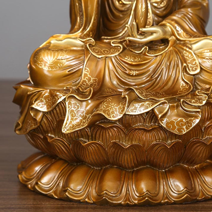 Buddha Stones Kwan Yin Avalokitesvara Lotus Sitzende Harmonie Messing Kupfer Statue Haus Altar Dekoration - image 9