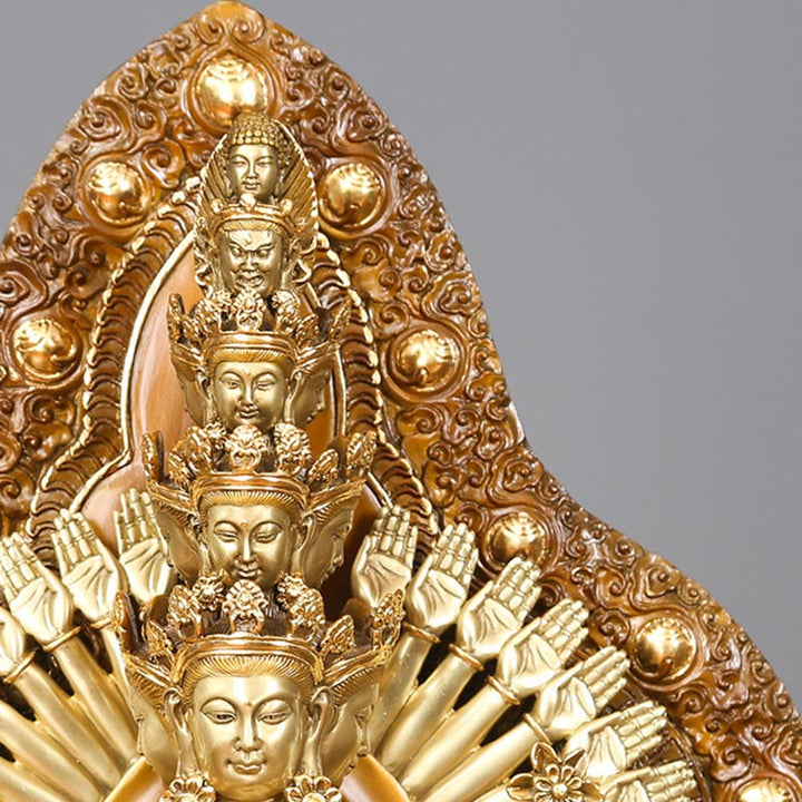 Buddha Stones handgefertigte tausendarmige Avalokitesvara Kwan Yin Reichtum Messing Kupfer Statue Dekoration - image 6