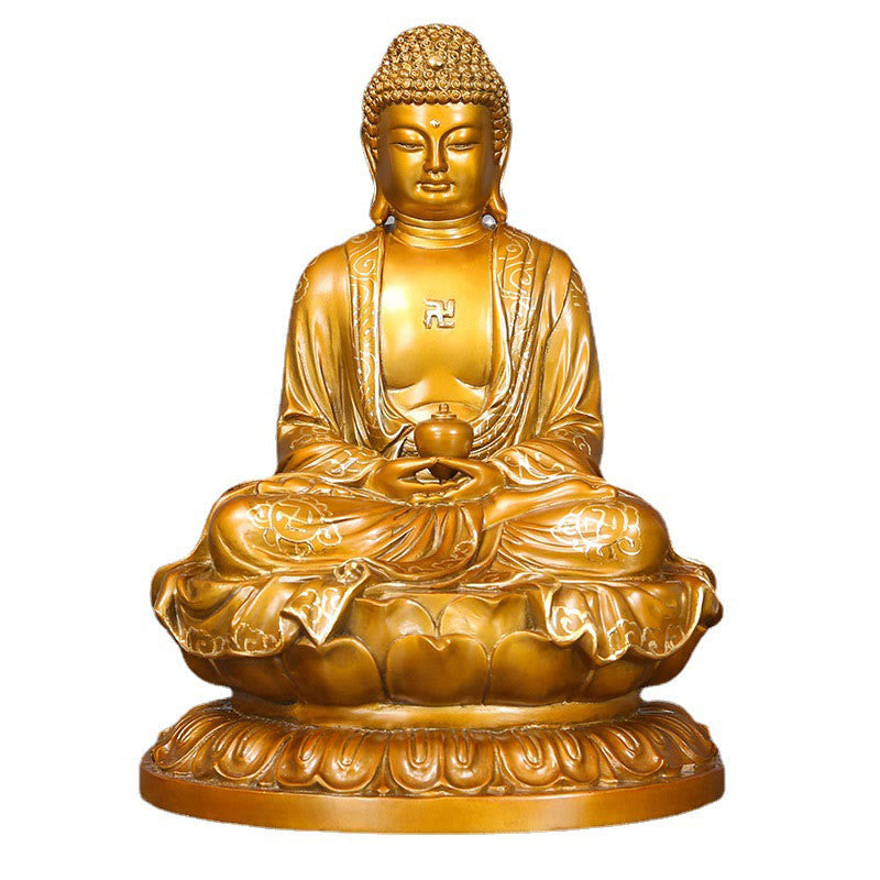 Buddha Stones Amitabha Sakyamuni Medizin Buddha Figur Compassion Metall Kupfer Statue Heimdekoration