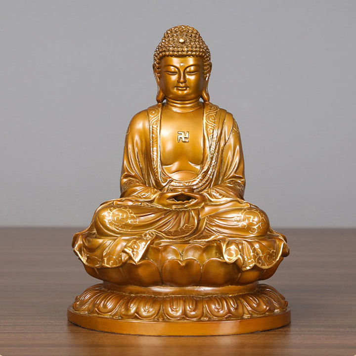 Buddha Stones Amitabha Sakyamuni Medizin Buddha Figur Compassion Metall Kupfer Statue Heimdekoration