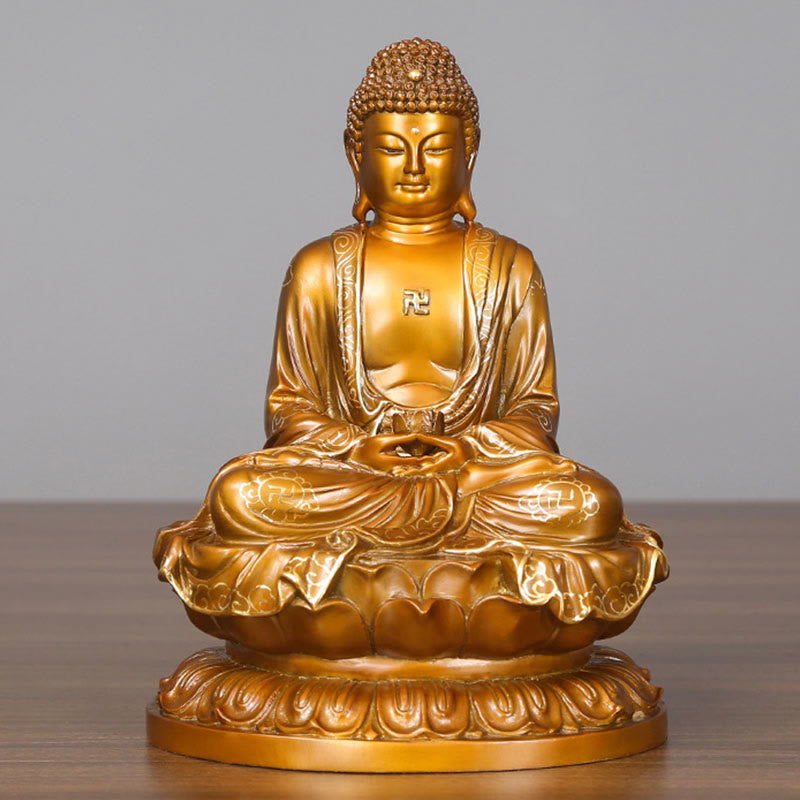 Buddha Stones Amitabha Sakyamuni Medizin Buddha Figur Compassion Metall Kupfer Statue Heimdekoration