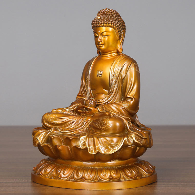 Buddha Stones Amitabha Sakyamuni Medizin Buddha Figur Compassion Metall Kupfer Statue Heimdekoration